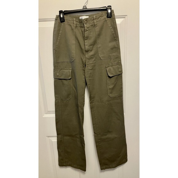 Zara Women's Olive Army Green Cargo Pants‎ Size 2 - Picture 1 of 6